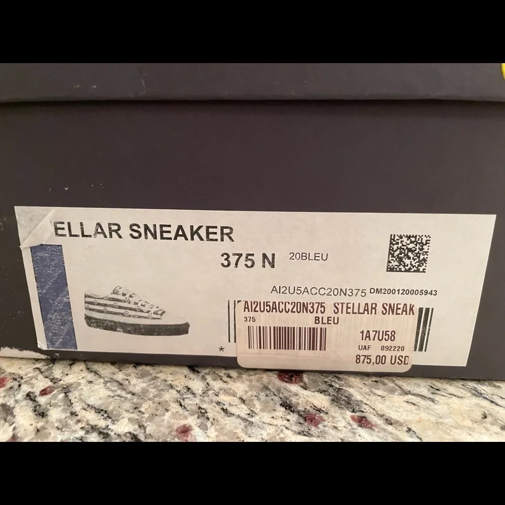 Louis Vuitton Navy White Striped Platform Sneakers With Red On The Back